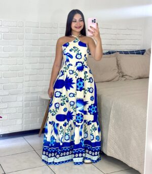 Vestido Longo Isabela Azul